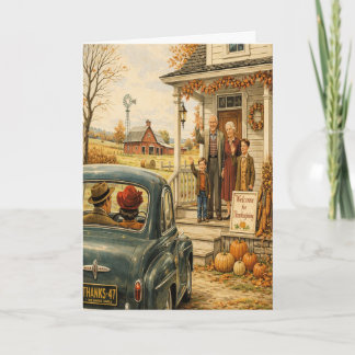 Retro familjeåterträff tackkort helgkort