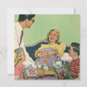 Retro-familjen serves Mamma Breakfast in Bed Inbjudningar