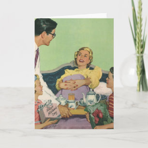 Retro-familjen serves Mamma Breakfast in Bed Kort