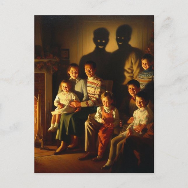 Retro-familjens julfasa vykort (Framsida)