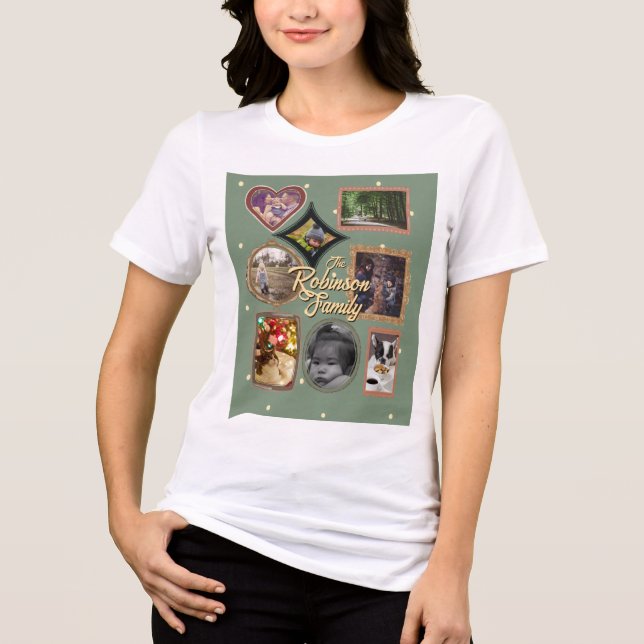 Retro Family 8 Photo Collage CUSTOM T Shirt (Framsida)