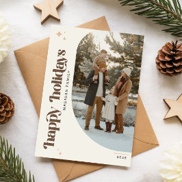 Retro Family Arch Photo Christmas Holiday Card Julkort