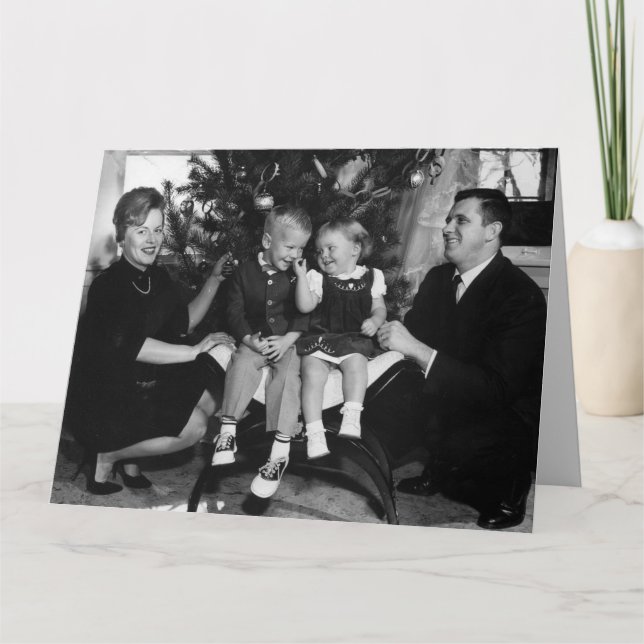 RETRO FAMILY FUNNY CHRISTMAS CUTE CARD KORT (Framsida)