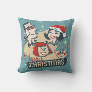 Retro Family God jul Gott nytt år Kudde