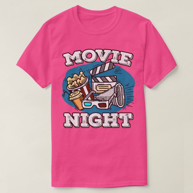 Retro Family Movie Night PartyMovie Birthday Cinem T Shirt (Design framsida)