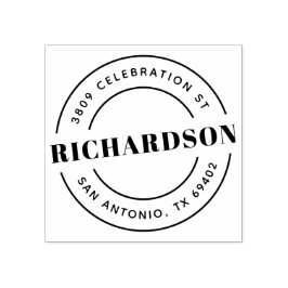 Retro Family Namn och Round Returadress Stämpel