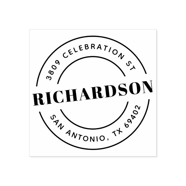 Retro Family Namn och Round Returadress Stämpel (Tryck)