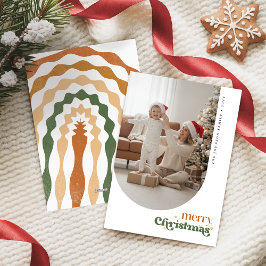 Retro Family Photo Christmas Xmas Holiday Card Julkort