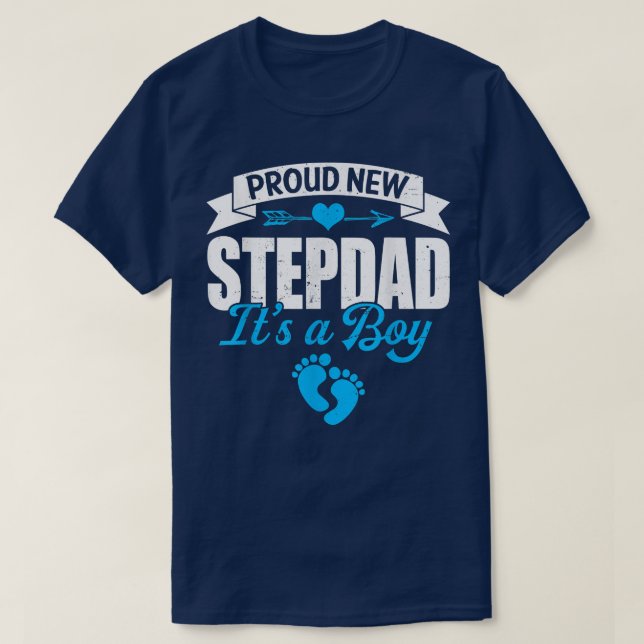 Retro Family Proud New Stepdad It's A Boy Gender R T Shirt (Design framsida)