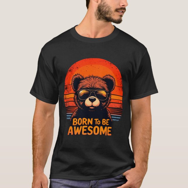 Retro Fantastisk Bear Graphic T Shirt (Framsida)