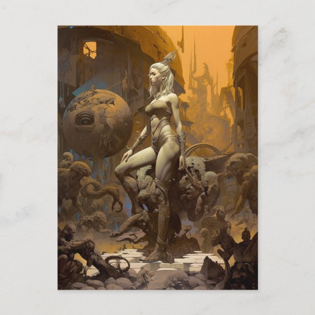 Retro Fantasy Art BeSnyn Woman Vykort (Framsida)