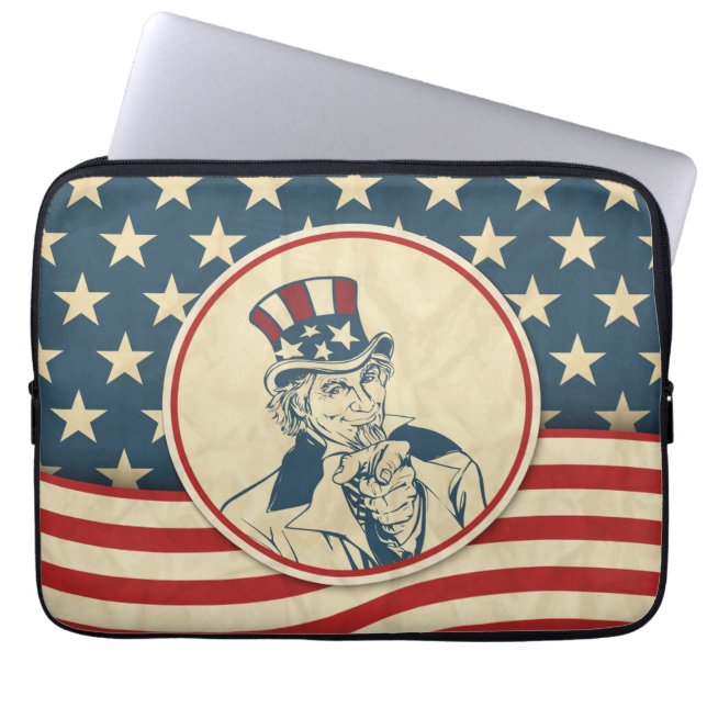Retro farbror Sam Rustic Americana Laptop Fodral (Framsidan)