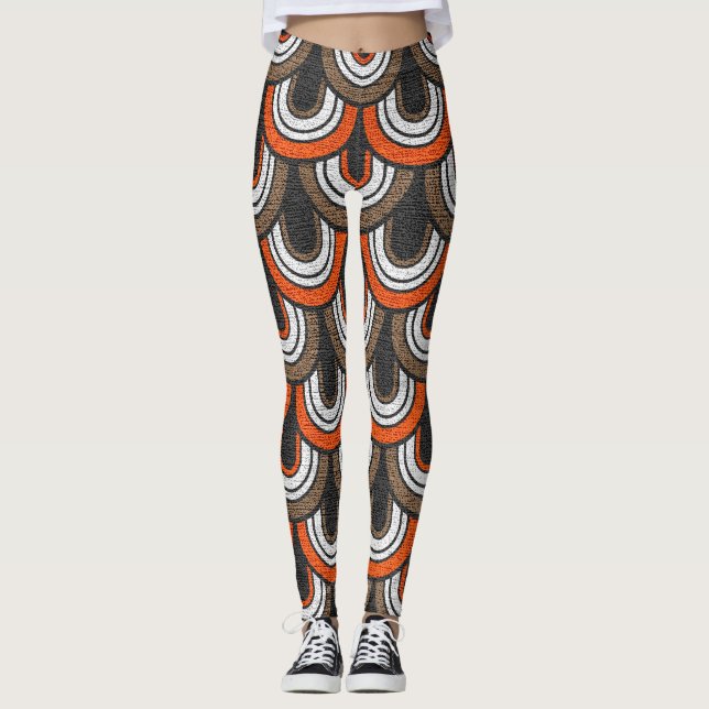 Retro Färg 5 Mönster #2 Leggings (Framsida)