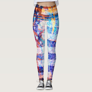 Retro Färg American Flagga #11 Leggings
