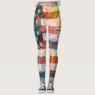 Retro Färg American Flagga #13 Leggings