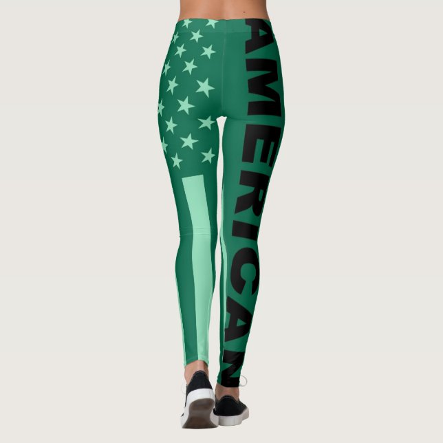 Retro Färg American Flagga #6 Leggings (Baksida)