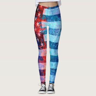 Retro Färg Amerikansk Flagga #16 Leggings