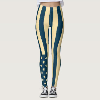 Retro Färg Amerikansk Flagga #4 Leggings