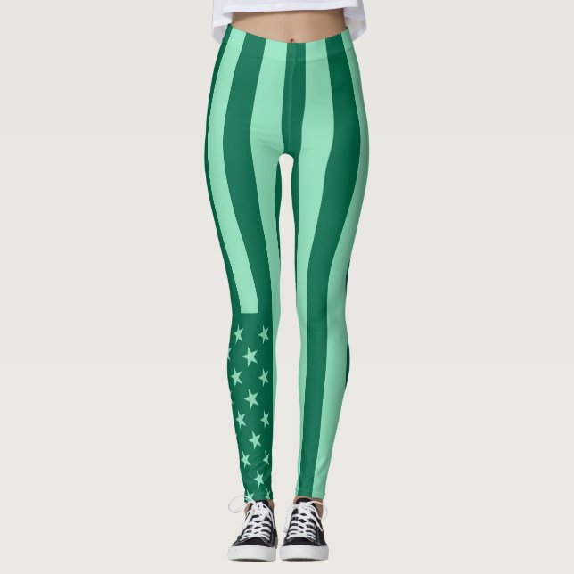 Retro Färg Amerikansk Flagga #7 Leggings (Framsida)