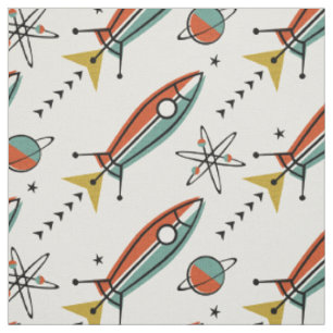 Retro Färg Block Atomic Rockets Tyg