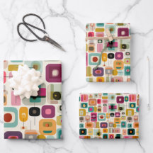 RETRO Färg blockerar Mid Century Geometric Mönster