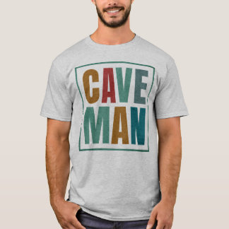 Retro Färg Cave Man Caver klättrar i Älskare T Shirt