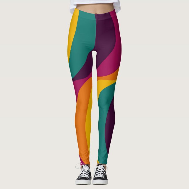 Retro Färg Femtiotalsmönster #5 Leggings (Framsida)