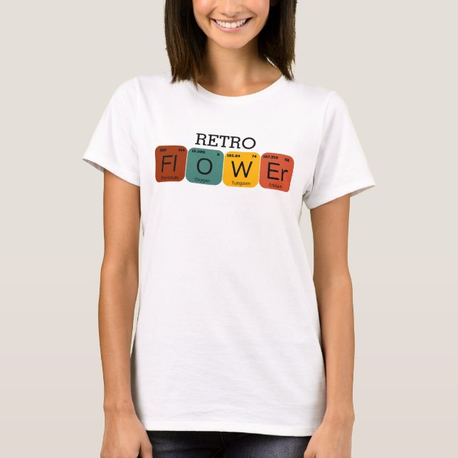 Retro Färg Flower Periodic Bord T Shirt (Framsida)