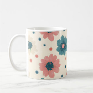 Retro Färg Flowers Boho Blommigt Vintage Stil Kaffemugg