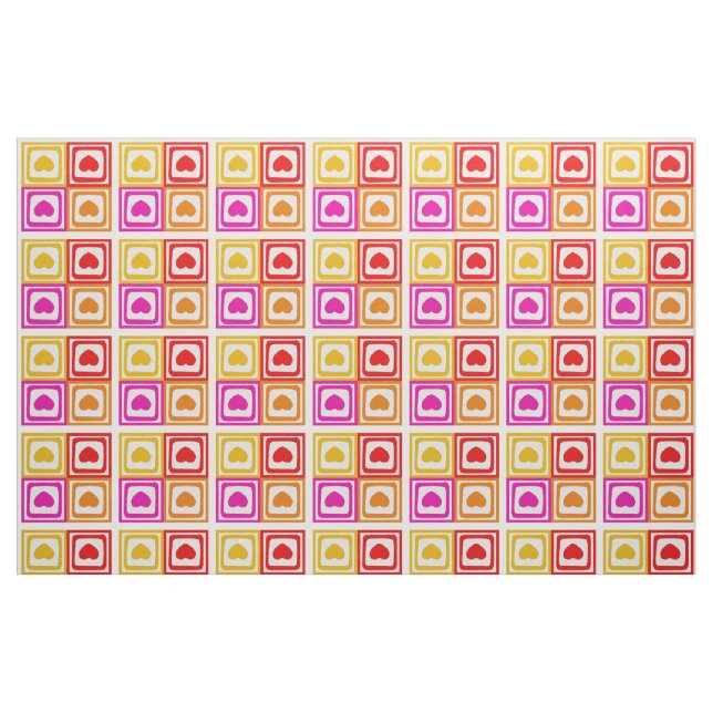 Retro Färg Hearts Mönster Tyg (Fat Quarter)