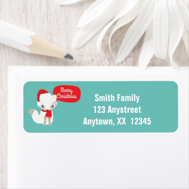 Retro Färg jul Fox Returadress Etikett (Insitu)