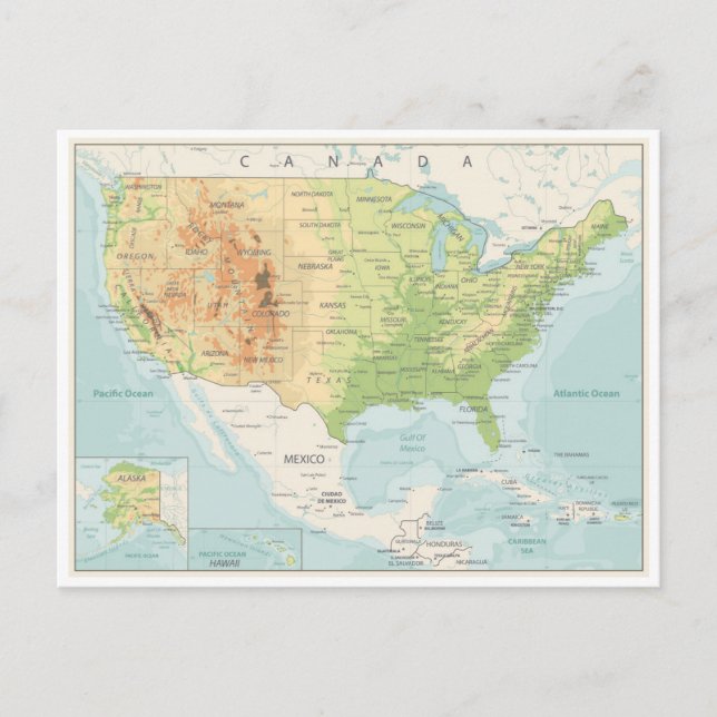 Retro Färg Karta i världen Vykort (Framsida)