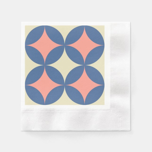 Retro Färg Modern Circles i mitten av århundradet Pappersservett (Framsidan)