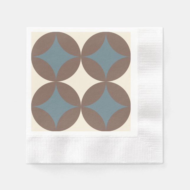 Retro Färg Modern Circles i mitten av århundradet Pappersservett (Framsidan)
