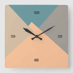 Retro Färg Modern Geometric Mönster Fyrkantig Klocka