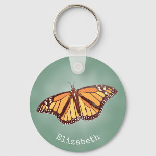 Retro färg Monarch Butterfly w vingar öppen Nyckelring