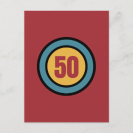 Retro Färg och Circles 50:e födelsedagsinbjudan Inbjudan Vykort