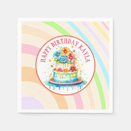 Retro Färg och Födelsedagsfest Pappersservett