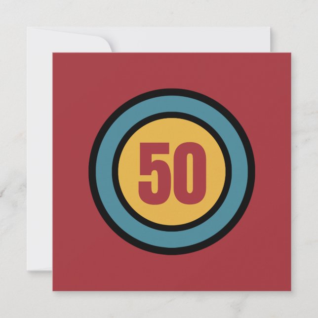 Retro Färg Personlig 50:e födelsedagsinbjudan Inbjudningar (Framsida)