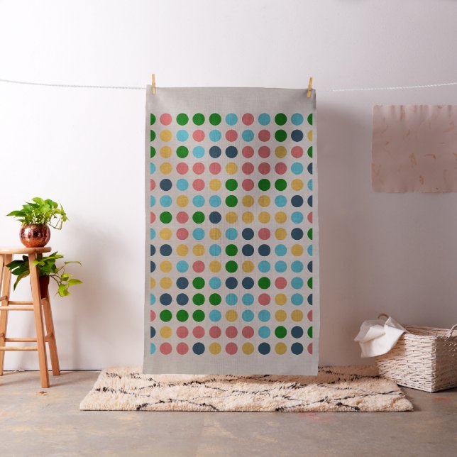 Retro Färg Polka Dot Circles Mönster #2 Tyg (In Situ)