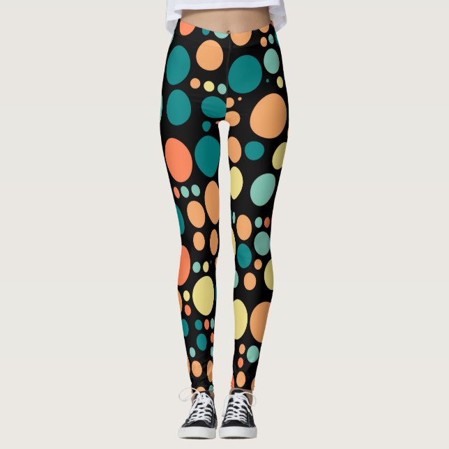 Retro Färg Polka dots Mönster #12 Leggings (Framsida)