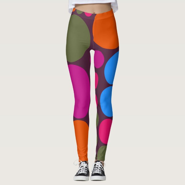 Retro Färg Polka dots Mönster #15 Leggings (Framsida)