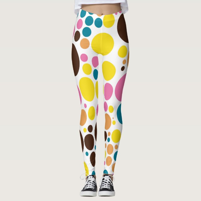 Retro Färg Polka dots Mönster #16 Leggings (Framsida)