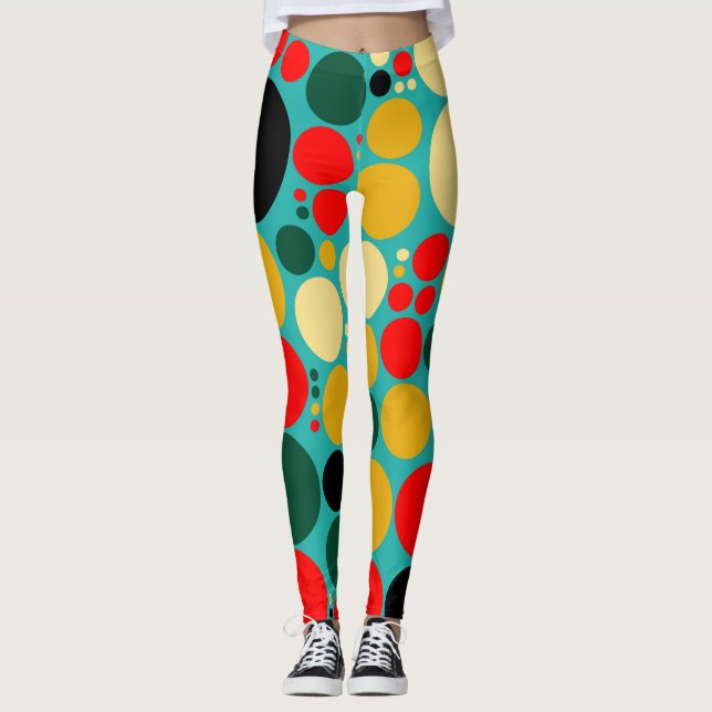 Retro Färg Polka dots Mönster #17 Leggings (Framsida)