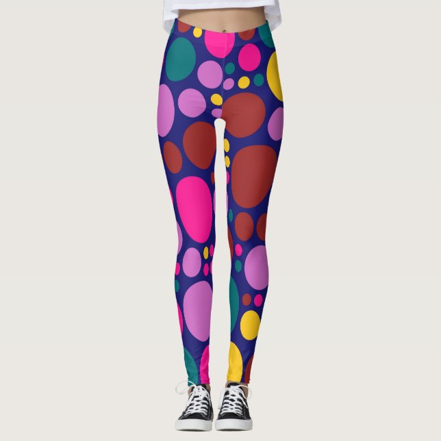 Retro Färg Polka dots Mönster #18 Leggings (Framsida)