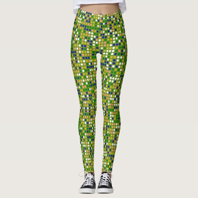 Retro Färg Polka dots Mönster #19 Leggings (Framsida)