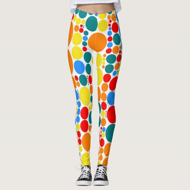 Retro Färg Polka dots Mönster #20 Leggings (Framsida)