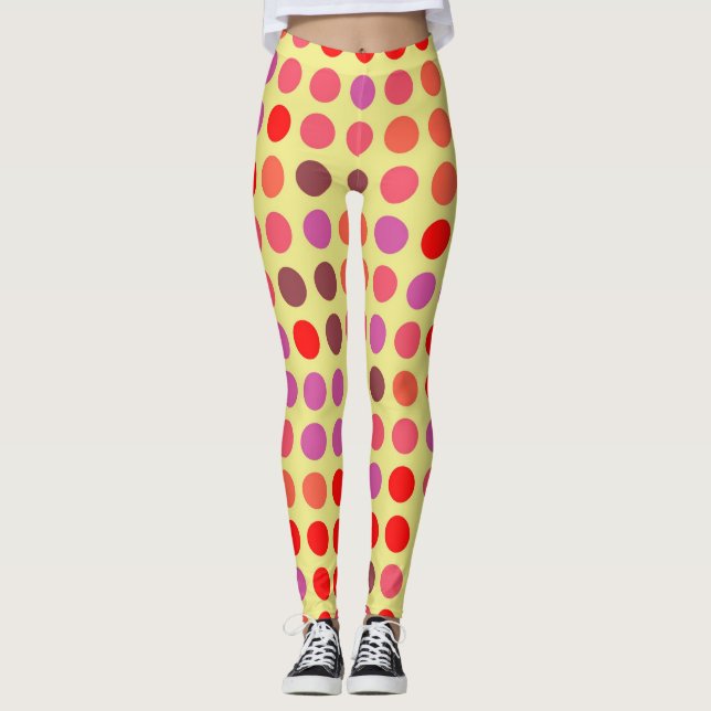 Retro Färg Polka dots Mönster #21 Leggings (Framsida)