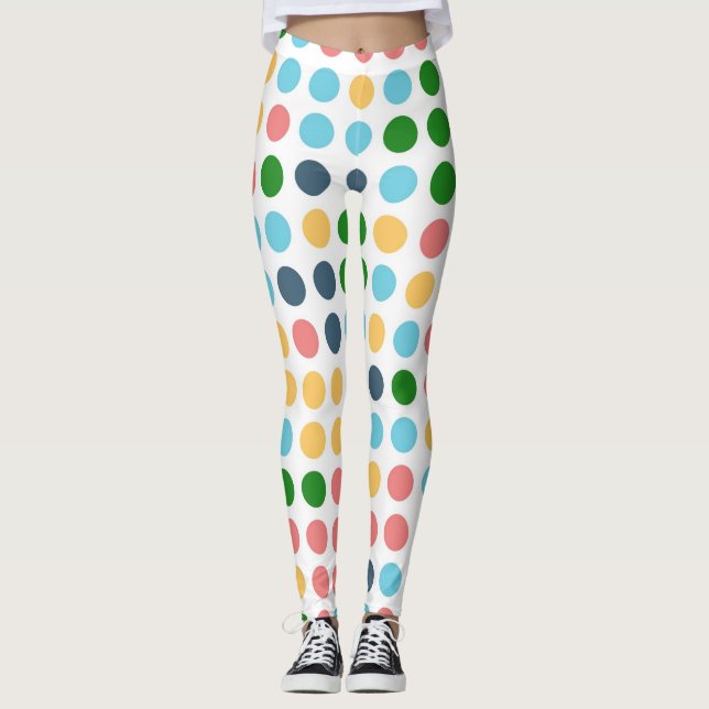 Retro Färg Polka dots Mönster #22 Leggings (Framsida)