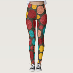 Retro Färg Polka dots Mönster #5 Leggings